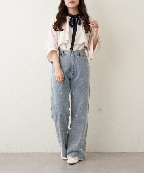 Another Branch olive des olive(アナザーブランチオリーブデオリーブ)の「【女性らしさたっぷり!】【WEB限定】配色ケープボウタイブラウス(シャツ/ブラウス・レディース・ネイビー/オフホワイト/アイボリー・FREE)」の17枚目の写真