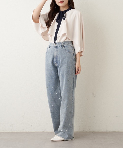 Another Branch olive des olive(アナザーブランチオリーブデオリーブ)の「【女性らしさたっぷり!】【WEB限定】配色ケープボウタイブラウス(シャツ/ブラウス・レディース・ネイビー/オフホワイト/アイボリー・FREE)」の18枚目の写真
