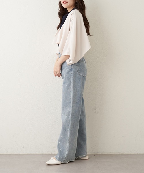 Another Branch olive des olive(アナザーブランチオリーブデオリーブ)の「【女性らしさたっぷり!】【WEB限定】配色ケープボウタイブラウス(シャツ/ブラウス・レディース・ネイビー/オフホワイト/アイボリー・FREE)」の19枚目の写真