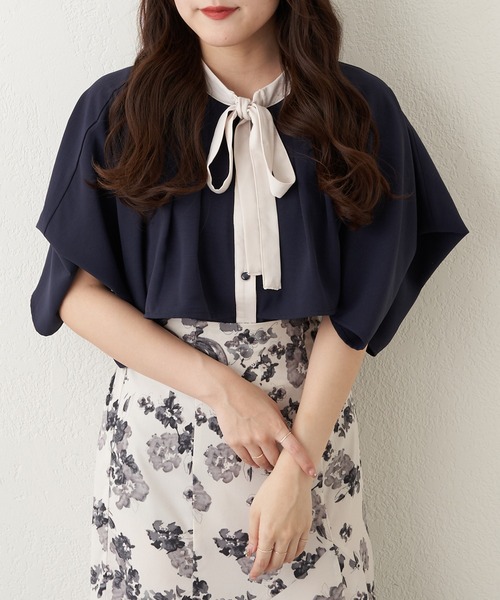 Another Branch olive des olive(アナザーブランチオリーブデオリーブ)の「【女性らしさたっぷり!】【WEB限定】配色ケープボウタイブラウス(シャツ/ブラウス・レディース・ネイビー/オフホワイト/アイボリー・FREE)」の20枚目の写真