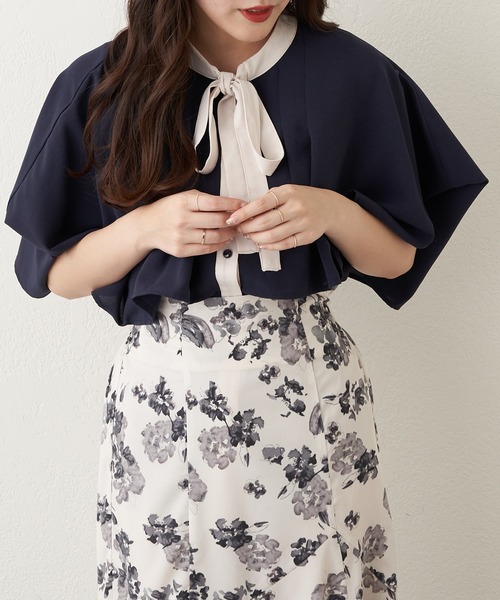Another Branch olive des olive(アナザーブランチオリーブデオリーブ)の「【女性らしさたっぷり!】【WEB限定】配色ケープボウタイブラウス(シャツ/ブラウス・レディース・ネイビー/オフホワイト/アイボリー・FREE)」の21枚目の写真