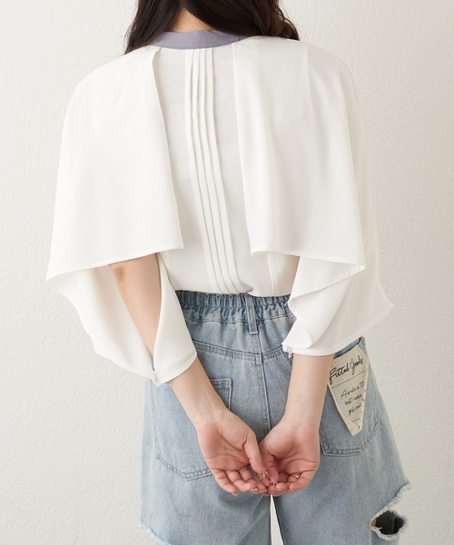 Another Branch olive des olive(アナザーブランチオリーブデオリーブ)の「【女性らしさたっぷり!】【WEB限定】配色ケープボウタイブラウス(シャツ/ブラウス・レディース・ネイビー/オフホワイト/アイボリー・FREE)」の7枚目の写真