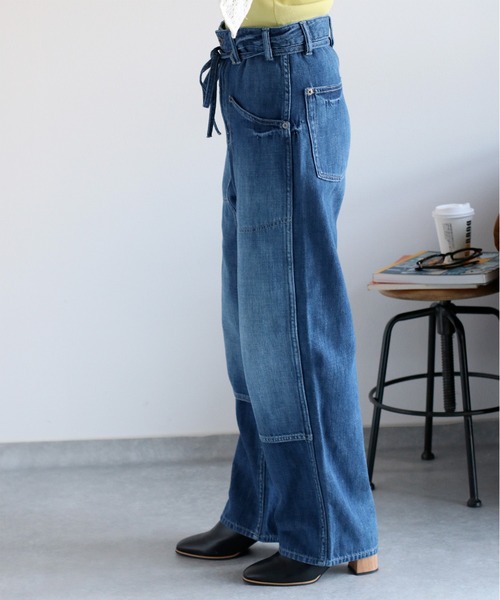 cepo（セポ）の「ダブルニーデニムワークパンツ（デニムパンツ・レディース・ブルー系3/ブルー系2・S/M/L）」の4枚目の写真