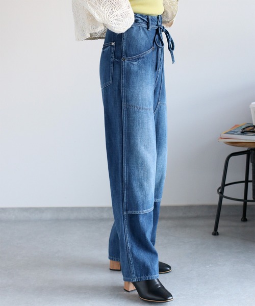 cepo（セポ）の「ダブルニーデニムワークパンツ（デニムパンツ・レディース・ブルー系3/ブルー系2・S/M/L）」の7枚目の写真