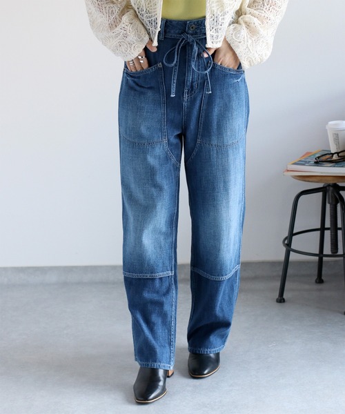 cepo（セポ）の「ダブルニーデニムワークパンツ（デニムパンツ・レディース・ブルー系3/ブルー系2・S/M/L）」の8枚目の写真