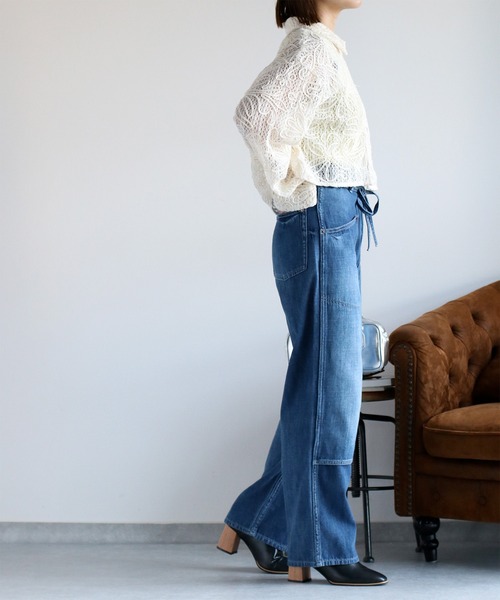 cepo（セポ）の「ダブルニーデニムワークパンツ（デニムパンツ・レディース・ブルー系3/ブルー系2・S/M/L）」の13枚目の写真