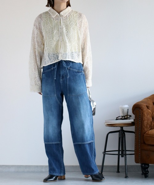 cepo（セポ）の「ダブルニーデニムワークパンツ（デニムパンツ・レディース・ブルー系3/ブルー系2・S/M/L）」の10枚目の写真