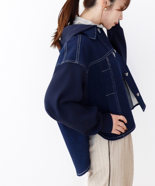 デニム×ニットGジャン【フード取り外し可能】(デニムジャケット デニム×ニットGジャン【フード取り外し可能】(デニムジャケット