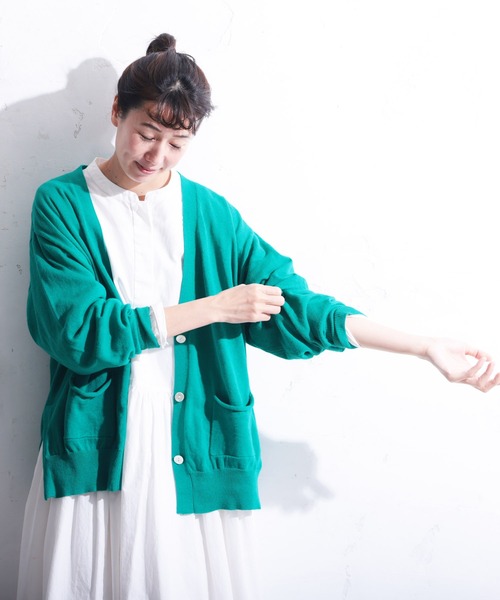 soulberry(ソウルベリー)の「ブルーグリーンのカーディガン(カーディガン/ボレロ・レディース・グリーン・4L/3L/LL/L/M/5L)」の3枚目の写真