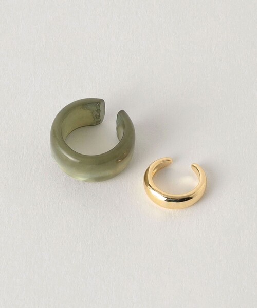 green label relaxing（グリーンレーベルリラクシング）の「マーブルメタル 2本セット イヤーカフ / イヤカフ（イヤーカフ・レディース・ライトグレー/ブラウン・FREE）」の2枚目の写真