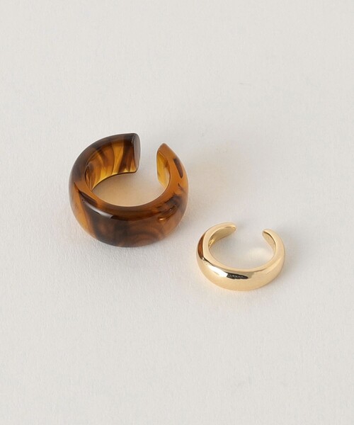 green label relaxing（グリーンレーベルリラクシング）の「マーブルメタル 2本セット イヤーカフ / イヤカフ（イヤーカフ・レディース・ライトグレー/ブラウン・FREE）」の8枚目の写真