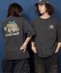 ヴィンテージライク 古着風 綿100％ピグメント加工TプリントTシャツ