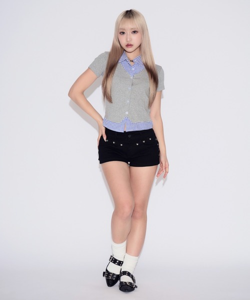tinkerend（ティンカーエンド）の「Rivet Shorts Denim / リベットデニムショートパンツ（デニムパンツ・レディース・ブラック・2/1）」の20枚目の写真