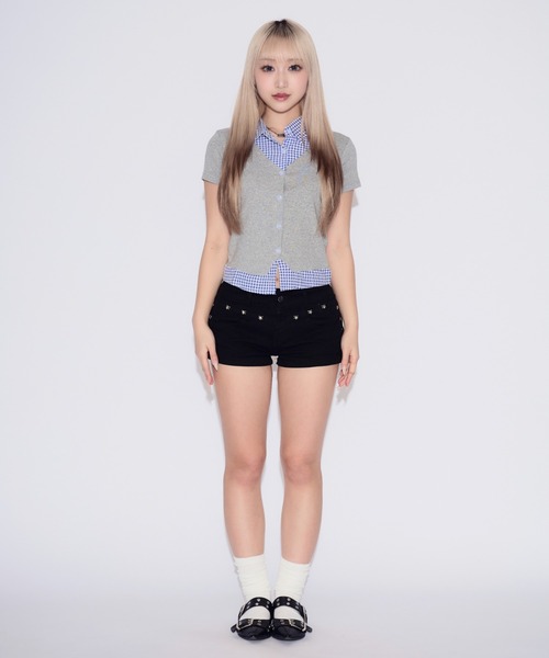 tinkerend（ティンカーエンド）の「Rivet Shorts Denim / リベットデニムショートパンツ（デニムパンツ・レディース・ブラック・2/1）」の18枚目の写真