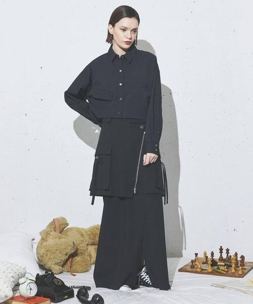 CONVERSE TOKYO(コンバーストウキョウ)の「【HL】WRAP ZIP APRON SKIRT(SET UP)(スカート・レディース・グレー/ブラック/ベージュ・FREE)」の4枚目の写真