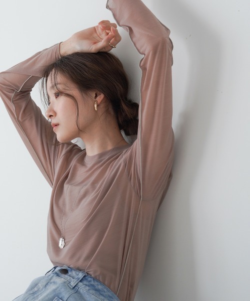 Bab（バブ）の「ベーシックシアートップス（Tシャツ/カットソー・レディース・ブラック/グレイッシュベージュ/オフホワイト/ライトグレー/グリーン/ホワイト系その他・FREE）」の5枚目の写真