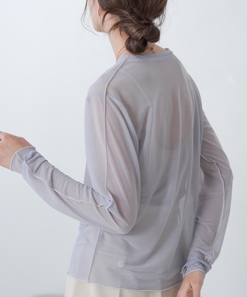 Bab（バブ）の「ベーシックシアートップス（Tシャツ/カットソー・レディース・ブラック/グレイッシュベージュ/オフホワイト/ライトグレー/グリーン/ホワイト系その他・FREE）」の4枚目の写真