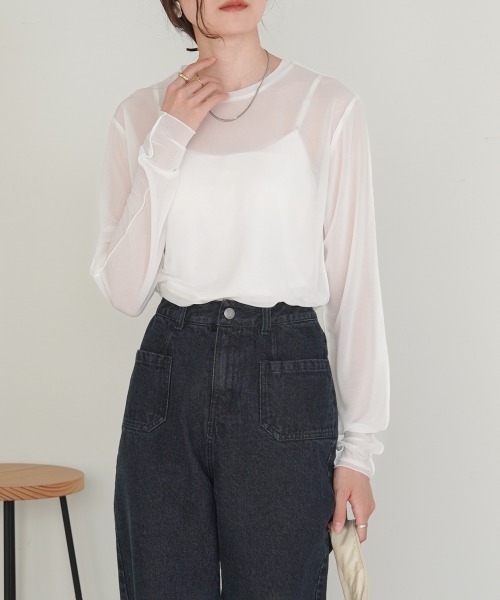 Bab（バブ）の「ベーシックシアートップス（Tシャツ/カットソー・レディース・ブラック/グレイッシュベージュ/オフホワイト/ライトグレー/グリーン/ホワイト系その他・FREE）」の8枚目の写真