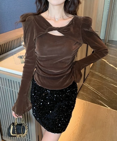 SEN TOKYO(セントーキョー)の「袖フレア ベロアトップス(Tシャツ/カットソー・レディース・ブラック/グリーン/ブラウン・FREE)」の20枚目の写真
