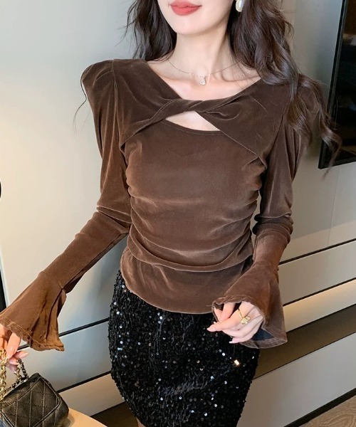 袖フレア ベロアトップス（Tシャツ/カットソー）｜SEN TOKYO（セン