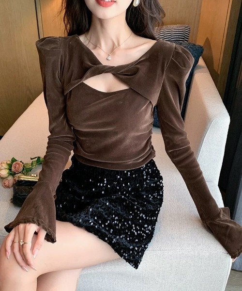 袖フレア ベロアトップス（Tシャツ/カットソー）｜SEN TOKYO（セン