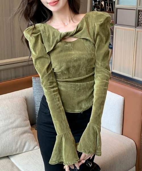 袖フレア ベロアトップス（Tシャツ/カットソー）｜SEN TOKYO（セン