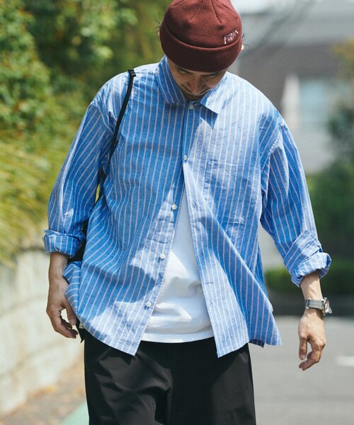 JOURNAL STANDARD relume（ジャーナルスタンダード　レリューム）の「JAMES FABRIC / ジェームスファブリック コットン/リネン シャツ（シャツ/ブラウス・メンズ・ブルー/ナチュラル/ライトグリーン/ベージュ系その他/ネイビー/ブルー系その他・LARGE/MEDIUM）」の5枚目の写真