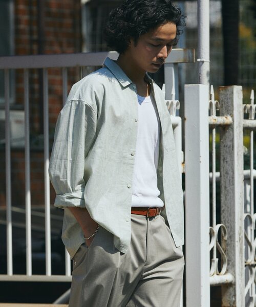 JOURNAL STANDARD relume（ジャーナルスタンダード　レリューム）の「JAMES FABRIC / ジェームスファブリック コットン/リネン シャツ（シャツ/ブラウス・メンズ・ブルー/ナチュラル/ライトグリーン/ベージュ系その他/ネイビー/ブルー系その他・LARGE/MEDIUM）」の4枚目の写真