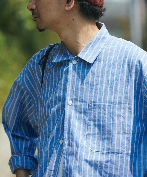 JOURNAL STANDARD relume（ジャーナルスタンダード　レリューム）の「JAMES FABRIC / ジェームスファブリック コットン/リネン シャツ（シャツ/ブラウス・メンズ・ブルー/ナチュラル/ライトグリーン/ベージュ系その他/ネイビー/ブルー系その他・LARGE/MEDIUM）」の7枚目の写真