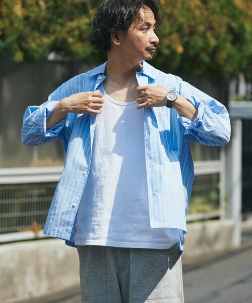 JOURNAL STANDARD relume（ジャーナルスタンダード　レリューム）の「JAMES FABRIC / ジェームスファブリック コットン/リネン シャツ（シャツ/ブラウス・メンズ・ブルー/ナチュラル/ライトグリーン/ベージュ系その他/ネイビー/ブルー系その他・LARGE/MEDIUM）」の8枚目の写真