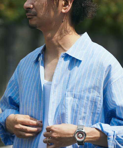 JOURNAL STANDARD relume（ジャーナルスタンダード　レリューム）の「JAMES FABRIC / ジェームスファブリック コットン/リネン シャツ（シャツ/ブラウス・メンズ・ブルー/ナチュラル/ライトグリーン/ベージュ系その他/ネイビー/ブルー系その他・LARGE/MEDIUM）」の9枚目の写真