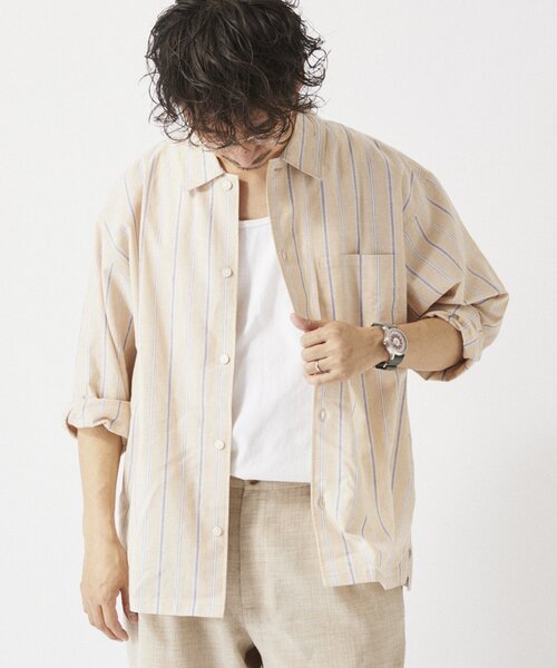 JOURNAL STANDARD relume（ジャーナルスタンダード　レリューム）の「JAMES FABRIC / ジェームスファブリック コットン/リネン シャツ（シャツ/ブラウス・メンズ・ブルー/ナチュラル/ライトグリーン/ベージュ系その他/ネイビー/ブルー系その他・LARGE/MEDIUM）」の19枚目の写真