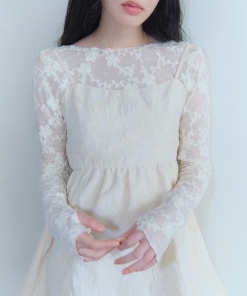 HONEY MI HONEY jacquard tunic one-piece （white