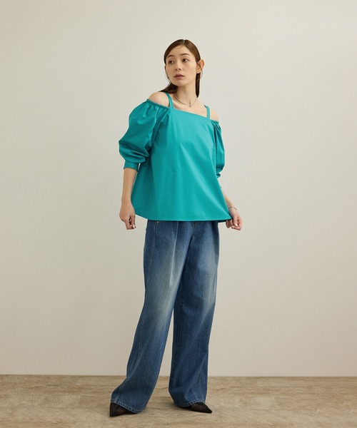 ROPE' / ロペ 【洗える】コットンサテンオフショルダーブラウス ROPE'（ロペ）の「【洗える】コットンサテンオフショルダー