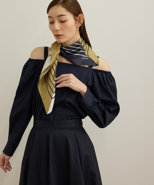 ROPE'（ロペ）の「【洗える】コットンサテンオフショルダーブラウス（シャツ/ブラウス・レディース・ネイビー/ターコイズブルー・FREE）」の15枚目の写真