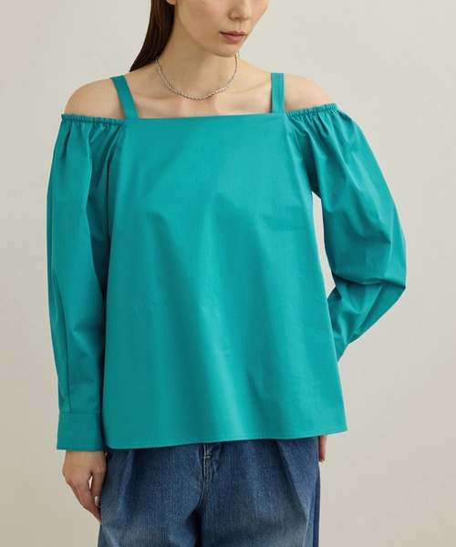 ROPE'（ロペ）の「【洗える】コットンサテンオフショルダーブラウス（シャツ/ブラウス・レディース・ネイビー/ターコイズブルー・FREE）」の16枚目の写真