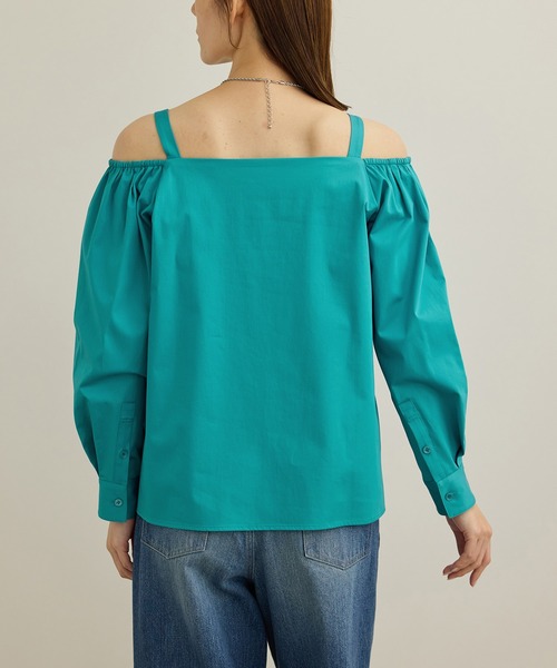 ROPE'（ロペ）の「【洗える】コットンサテンオフショルダーブラウス（シャツ/ブラウス・レディース・ネイビー/ターコイズブルー・FREE）」の18枚目の写真