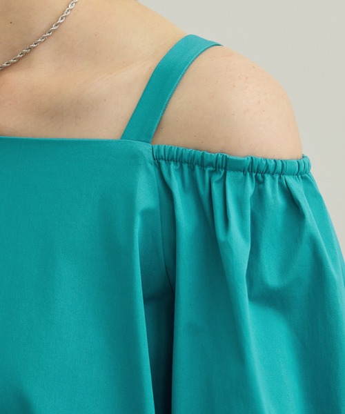 ROPE'（ロペ）の「【洗える】コットンサテンオフショルダーブラウス（シャツ/ブラウス・レディース・ネイビー/ターコイズブルー・FREE）」の20枚目の写真