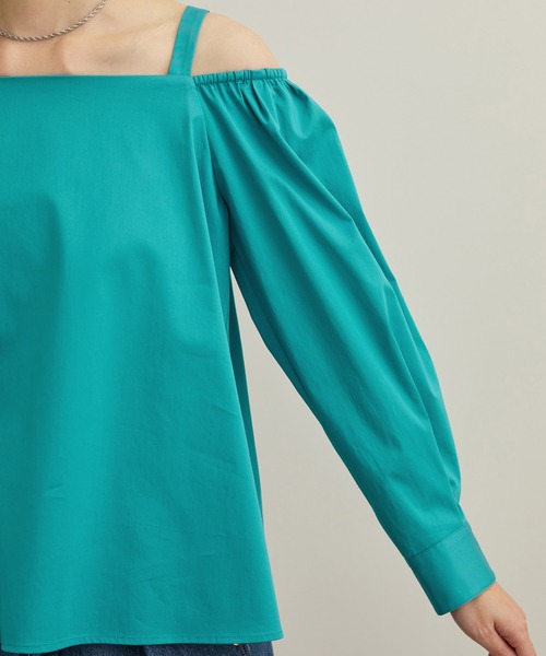 ROPE'（ロペ）の「【洗える】コットンサテンオフショルダーブラウス（シャツ/ブラウス・レディース・ネイビー/ターコイズブルー・FREE）」の22枚目の写真