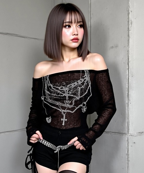 tシャツ A'GEM/9 × .kom 「.Kom/ドットケーオーエム」 ネックレスプリントトップス レディース A'GEM/9 × .kom 『.Kom/ドットケーオーエム』 ネックレス