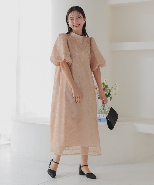 結婚式・お呼ばれドレス｜レースボレロセットキャミソールドレス