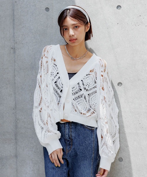 スカシリーフニットボレロ 【一部カラーWEB限定】（カーディガン