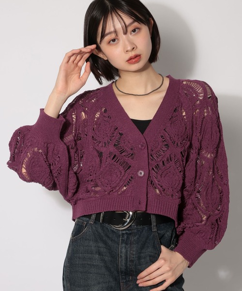 スカシリーフニットボレロ 【一部カラーWEB限定】（カーディガン