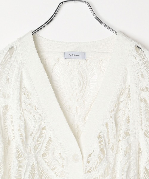PAGEBOY（ページボーイ）の「スカシリーフニットボレロ（カーディガン/ボレロ・レディース・オフホワイト/ブルー/ブラック/ダークネイビー/ピンク系その他・FREE）」の6枚目の写真