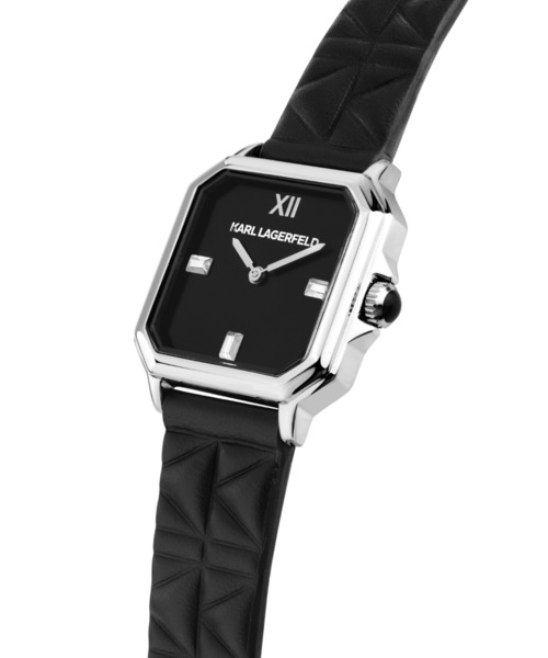 KARL LAGERFELD（カールラガーフェルド）の「「KARL LAGERFELD/カール・ラガーフェルド」スクエア クラシック - キルティング ブラック レザー（アナログ腕時計・レディース・ブラック×ブラック/ブラック×ホワイト/ブラック×シルバー・FREE）」の20枚目の写真