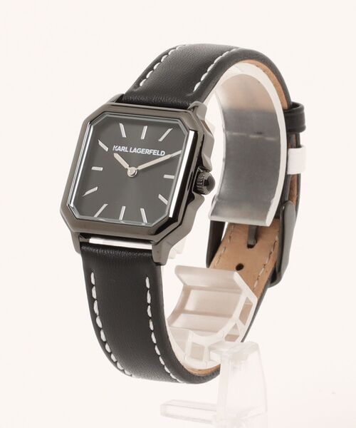 KARL LAGERFELD（カールラガーフェルド）の「「KARL LAGERFELD/カール・ラガーフェルド」スクエア クラシック - キルティング ブラック レザー（アナログ腕時計・レディース・ブラック×ブラック/ブラック×ホワイト/ブラック×シルバー・FREE）」の11枚目の写真