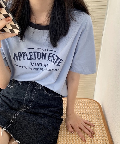 Lace Ladies(レースレディース)の「配色 ロゴプリント クルーネック 半袖 Tシャツ(Tシャツ/カットソー・レディース・グレー/ブルー/ホワイト・M/XL)」の7枚目の写真