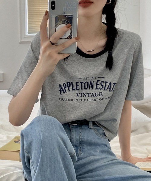 Lace Ladies(レースレディース)の「配色 ロゴプリント クルーネック 半袖 Tシャツ(Tシャツ/カットソー・レディース・グレー/ブルー/ホワイト・M/XL)」の11枚目の写真
