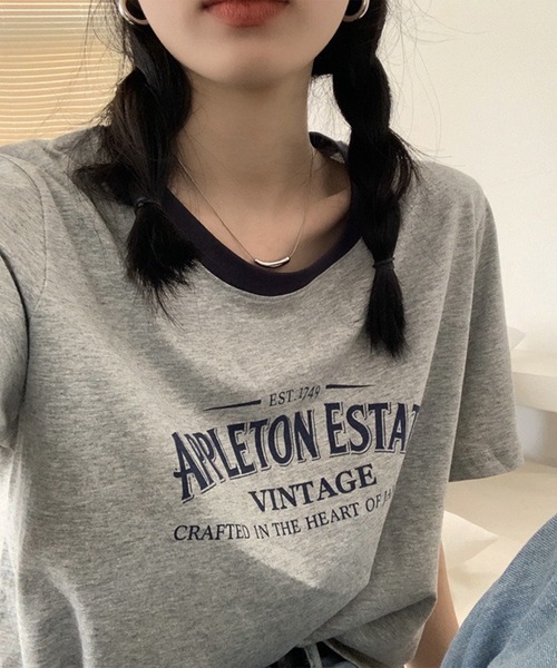 Lace Ladies(レースレディース)の「配色 ロゴプリント クルーネック 半袖 Tシャツ(Tシャツ/カットソー・レディース・グレー/ブルー/ホワイト・M/XL)」の13枚目の写真