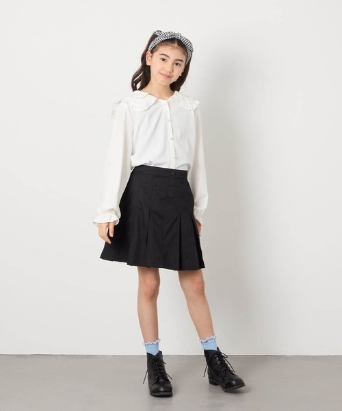 a.v.v（アーヴェヴェ）の「[120-130]インパン付きタックプリーツスカート（スカート・キッズ・ブルー/ブラック・120/130）」の22枚目の写真